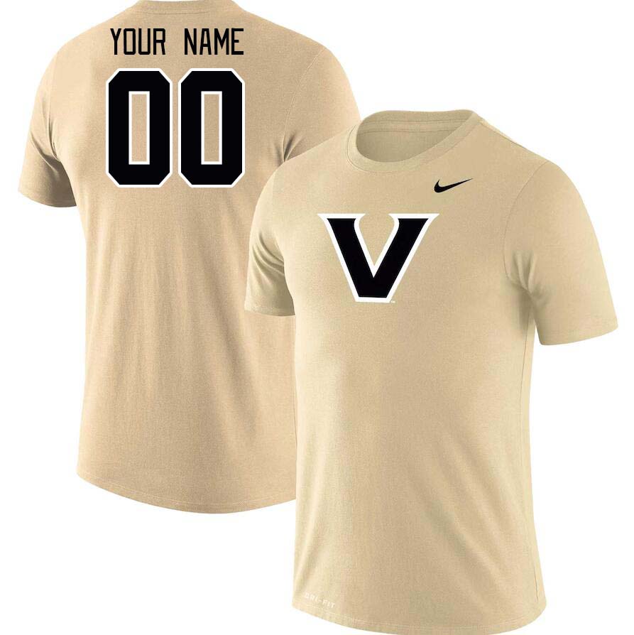 Custom Vanderbilt Commodores Name And Number Tshirt-Gold